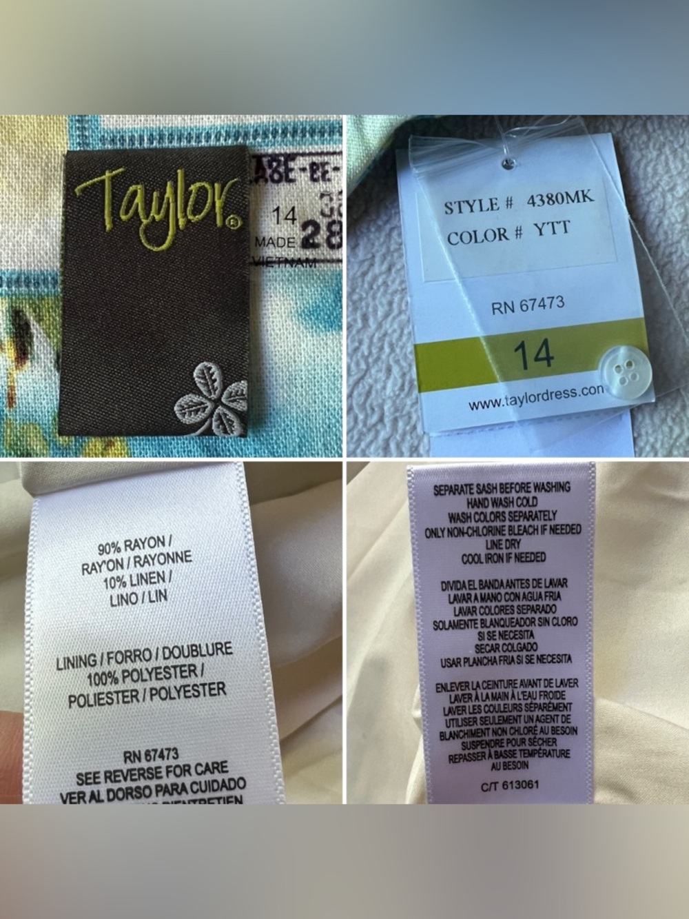 Taylor Fit & Flare Linen Blend Dress Size 14 (Large) Belt Waist Pockets Resort - Picture 15 of 16